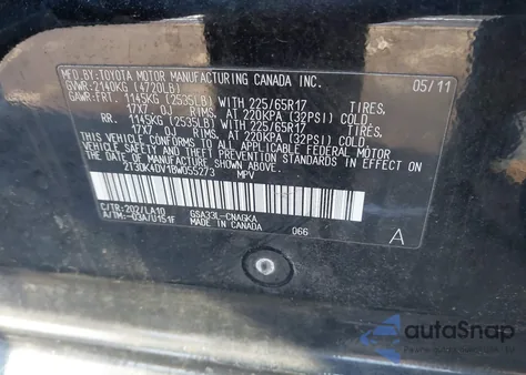 2011 Toyota Rav4 Limited V6 z USA, uszkodzony, nr VIN 2T3DK4DV1BW055273